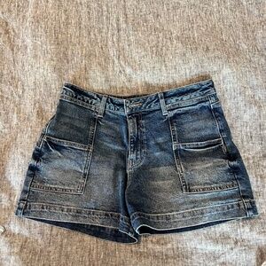 KUT Jane High-Rise Denim Shorts (Boosted with Dark Wash Base)